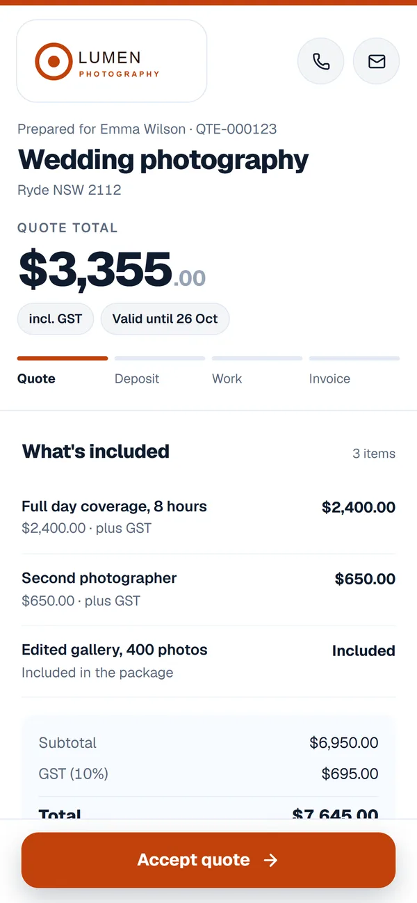 A photographer's client link in its orange, Clean look